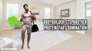Bodybuilder stepbrother protein fart domination