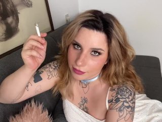 smoking, tattooed women, smoking fetish, brunette