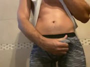 Preview 2 of hot italian man jerking off after workout phimosis dick