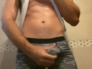 Preview 3 of hot italian man jerking off after workout phimosis dick