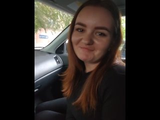 red head, russian, vertical video, отсос в машине