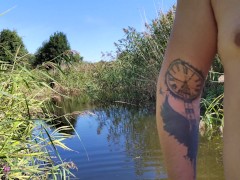 Caught me masturbate in the river and give me a handjob