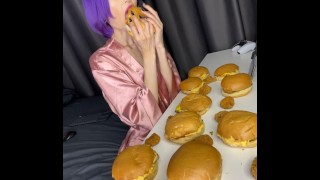 Destroying nuggets and burgers/ dancing on the floor