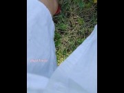 Preview 1 of Hairy girl Pissing Standing in field