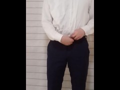 【全裸】変態新入社員男子のストリップ自撮り【勃起】 Perverted new employee strips - Screenshot 4 of 16 - 全裸