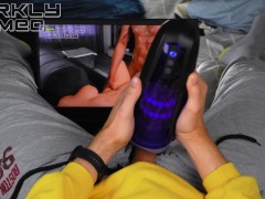 Guy Jerks Off With the Help of an XONE Interactive Masturbator Making His Big Dick so Hard and Cum