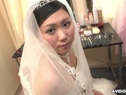 Preview 1 of Japanese girl in a wedding dress Emi Koizumi takes a hard cock in her mouth uncensored.