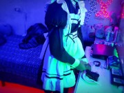 Preview 2 of Femboy maid is rewarded with a cake, but has to come out of her chastity and put your milk to eat it