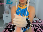 Preview 5 of Chun Li from street fighter cosplay JOI jerk off instructions and twerking her big and juicy ass