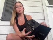 Preview 4 of Squirting Teen Almost Caught On Parents Front Porch