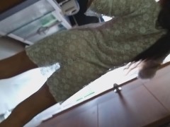 Transparent dress and NO PANTIES in Lift and on Hotel Corridors