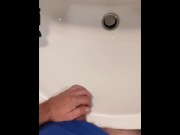 Preview 3 of Strocking my cock secretly in the bathroom while my ex is in the other room / Cum / Orgasm / lube