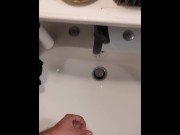Preview 4 of Strocking my cock secretly in the bathroom while my ex is in the other room / Cum / Orgasm / lube