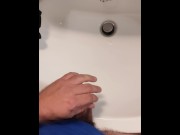 Preview 6 of Strocking my cock secretly in the bathroom while my ex is in the other room / Cum / Orgasm / lube