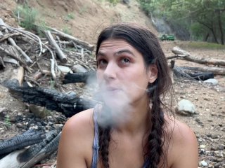 outdoor, latina milf, smoking fetish, deepthroat
