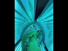 Wolf jerks in tanning booth