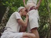 Preview 6 of Sucked a straight guy in the woods and left with sperm in his mouth