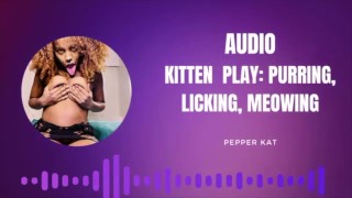 Котенок воспроизводит аудио: мурлыканье, мяуканье, облизывание
