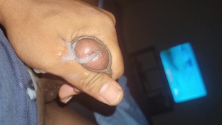 Late night black cock stroking and cumming