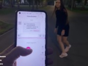 Preview 2 of Cumming hard on a walk in a public park with a remote-controlled vibrator