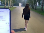 Preview 4 of Cumming hard on a walk in a public park with a remote-controlled vibrator