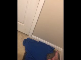 Huge Cumshot hits the wall in bathroom! Legs shaking as 14 ropes of cum EXPLODE!