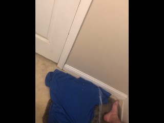 Huge Cumshot Hits the Wall in Bathroom! Legs Shaking as 14 Ropes of Cum EXPLODE!