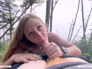 Preview 3 of She loves sucking my cock in public places multiple cumshot - Horny Hiking ft Molly Pills - POV 4K