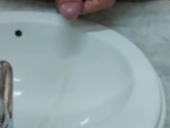 Shooting 9 robes of cum in the sink of our holiday home.