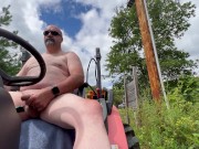Preview 5 of Almost caught by neighbors as I masturbate on my tractor