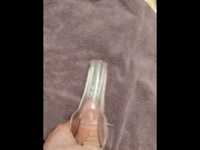Preview 2 of Hung Vocal Male Fucks Clear Fleshlight Hard and Cums Inside