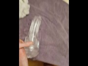Preview 4 of Long Thick Cock Stud Fucks Clear Fleshlight (Moaning Cumshot)