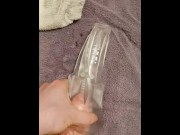 Preview 5 of Long Thick Cock Stud Fucks Clear Fleshlight (Moaning Cumshot)