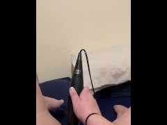 Kiwi girl making herself cum with wand vibrator