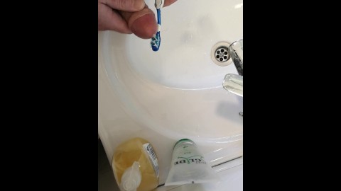 Morning Routine, Cum on Toothbrush to Wash Your Dirty Mouth