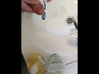 Morning Routine, Cum on Toothbrush to Wash your Dirty Mouth