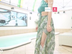 プールでビチョ濡れおまんこずらし生挿入　水着からはみ出る豊満おっぱいに大量ぶっかけ　日本人　カップル　立ちバック　主観　おっぱい　スタイル抜群　美女　ハメ撮り　個人撮影　手コキ　無修正 - Screenshot 3 of 16 - Big Boobs