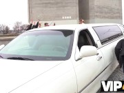 Preview 2 of VIP4K. Sexy bride in white dress moans loudly being fucked in the wedding limo
