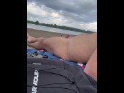 Preview 1 of Public Beach Hands Free Cumshot