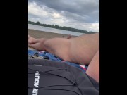 Preview 2 of Public Beach Hands Free Cumshot