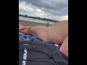 Preview 6 of Public Beach Hands Free Cumshot
