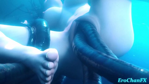 Tifa sous l’eau tentacule hentai!