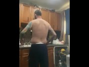 Preview 1 of Diaper slave boy doing dishes for master with butt plug in