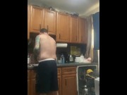 Preview 2 of Diaper slave boy doing dishes for master with butt plug in