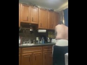 Preview 5 of Diaper slave boy doing dishes for master with butt plug in