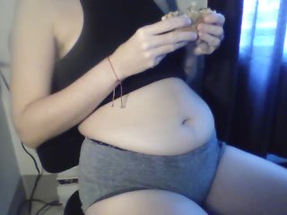 solo female, bbw, underwear, weight gain