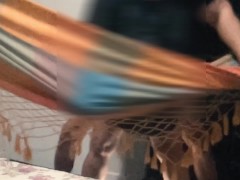 Fucking his wife in different positions with the help of the hammock