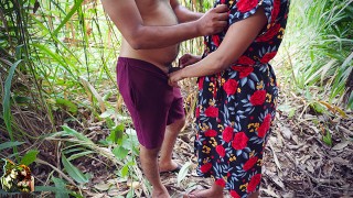 Robinhoodsex スリランカの熱いおばちゃんはジャングルで森を切る屋外セックスファックを必要としています