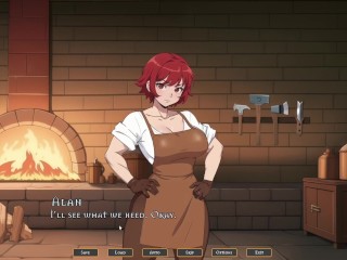 Tomboy: Love in Hot Forge #2 - Visual novel gameplay - Brigid pleasuring herself with an dildo