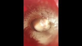 Caméra dans le vagin avec énorme bite creampie